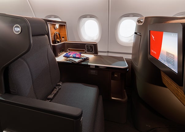 Interior photo of the Qantas A380 plane