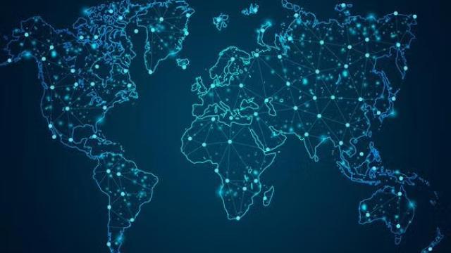 Graphic of the world map how Artificial intelligence is rapidly taking hold in the travel industry. 