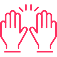 corporate travel hand icon praise red