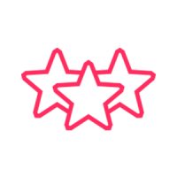 Three overlapping red star outlines