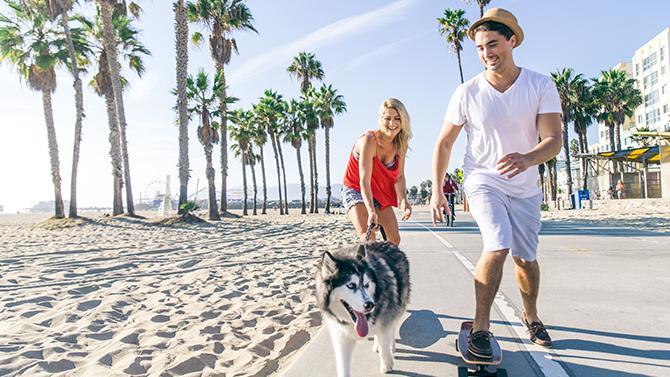 LA Beach Couple with Dog
