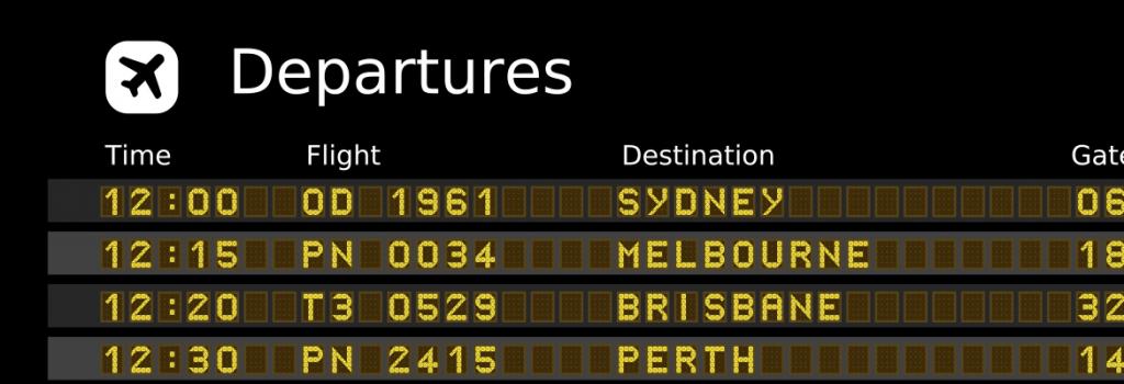 Airport departure board