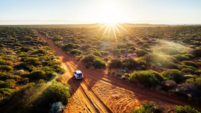 car driving in landscape