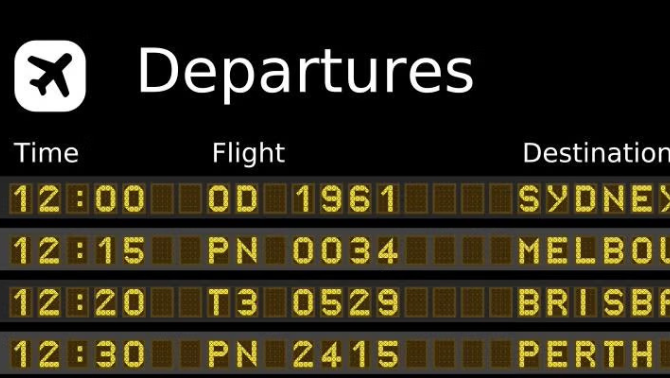 Airport travel board highlighting the world’s Busiest Domestic Routes 