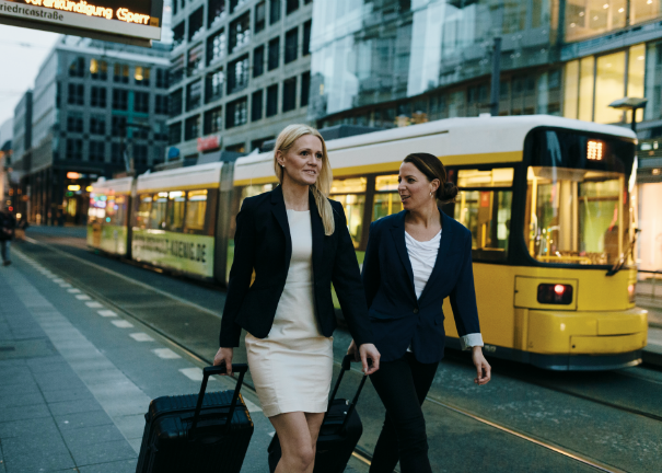 Business-ladies-near-tram