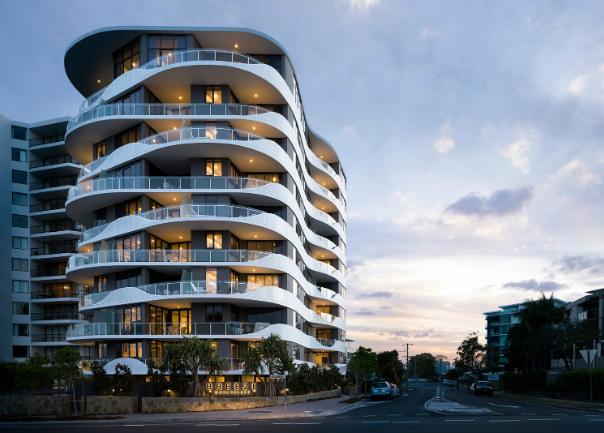 Exterior hotel shot of The Breeze Hotel Mooloolaba