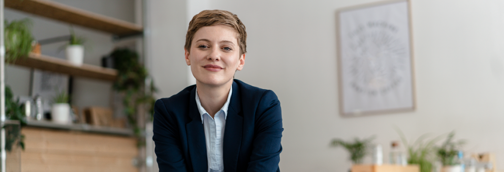 business woman smiling at camera