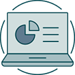 Computer icon with graphs.
