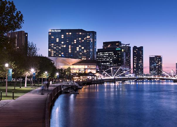 Pan Pacific Hotels in skyline near river