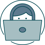 Person on laptop icon.