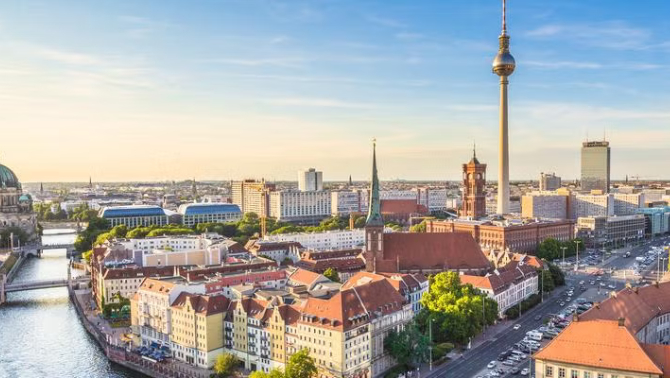 Aerial view of a Germany city, showcasing tourist attractions as part of a destination travel guide.