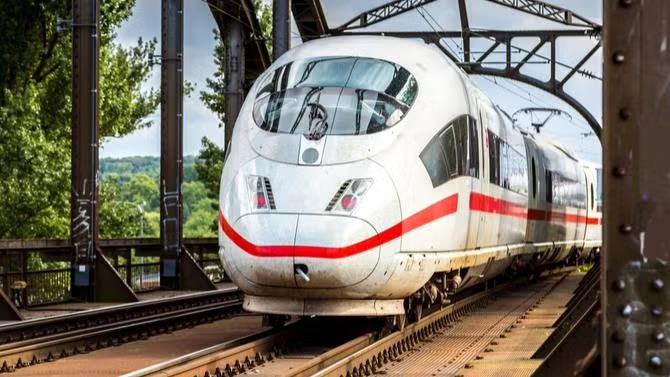 Train in Germany showcasing tourist attractions as part of a destination travel guide.