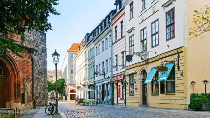 City views with buildings showcasing tourist attractions as part of a destination travel guide.