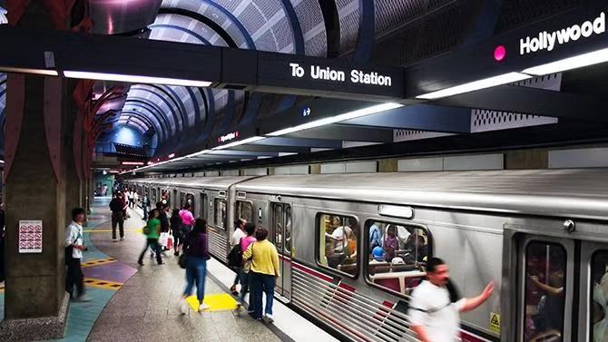 The Los Angeles metro station, showcasing tourist attractions in the Los Angeles travel guide. 