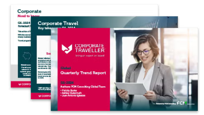Corporate Traveller’s Quarterly Trends Report for Q1 2024 cover. 