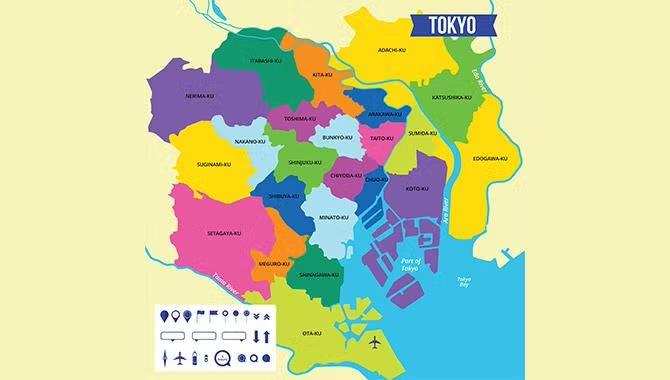 A map of Japan demonstrated in the Tokyo destination travel guide.